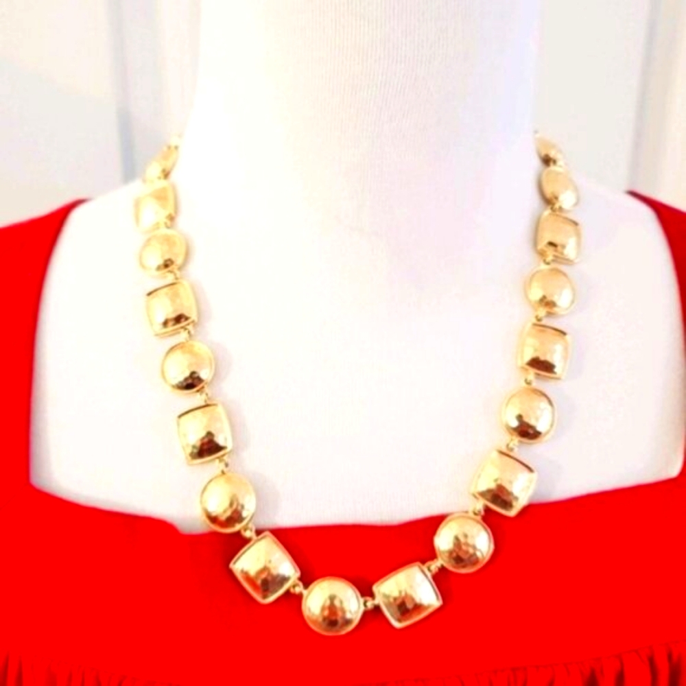 Napier VTG 1990's Elegant Gold Plated Nugget Fashion Statement Necklace